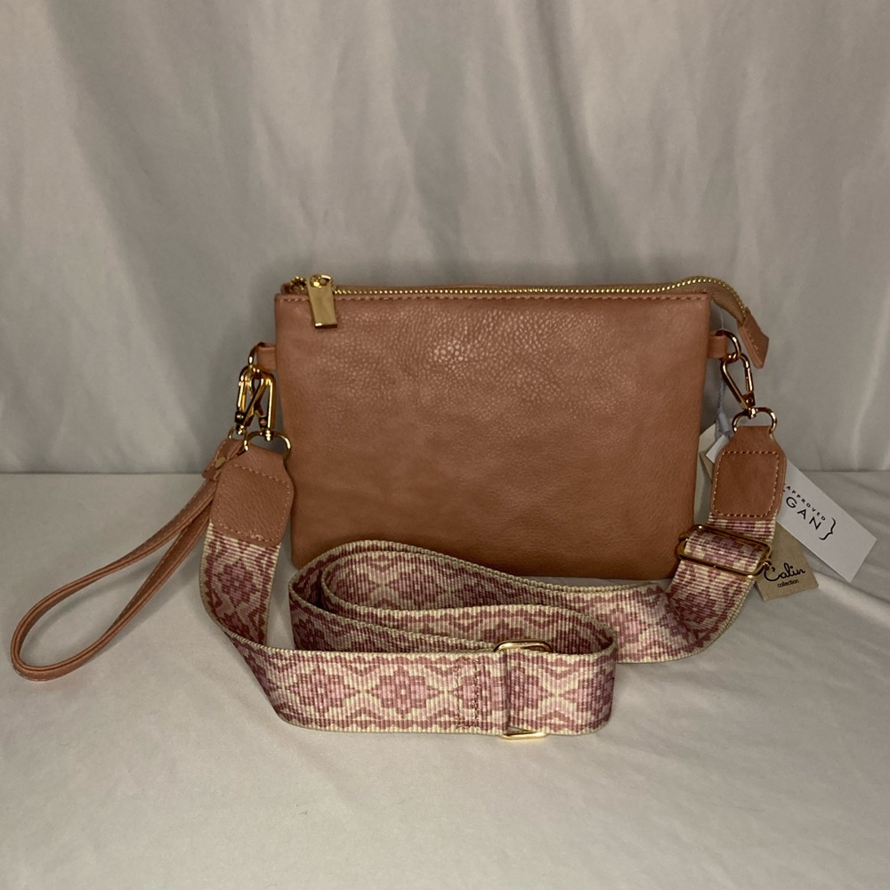 Vegan Leather Crossbody Bag light pink - Picture 2 of 11